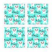 Brush Floss Smile - dental -Retro /Aqua blue kawaii 