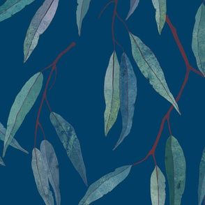 Eucalyptus leaves on blue /2/ 