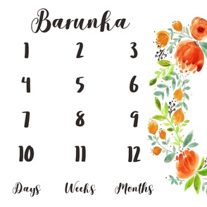 Floral Milestone Blanket - With Personalized Name - Barunka