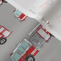 watercolor firetrucks - grey