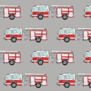 watercolor firetrucks - grey