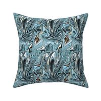 Frozen marbled swirl blue black