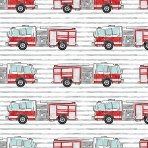 watercolor firetruck on stripes