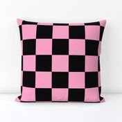 Three Inch Carnation Pink and Black Checkerboard Squares