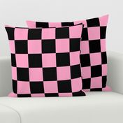 Three Inch Carnation Pink and Black Checkerboard Squares