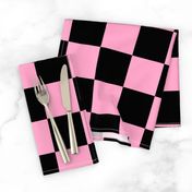 Three Inch Carnation Pink and Black Checkerboard Squares