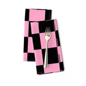 Three Inch Carnation Pink and Black Checkerboard Squares