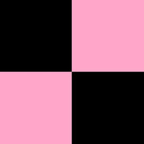 Three Inch Carnation Pink and Black Checkerboard Squares