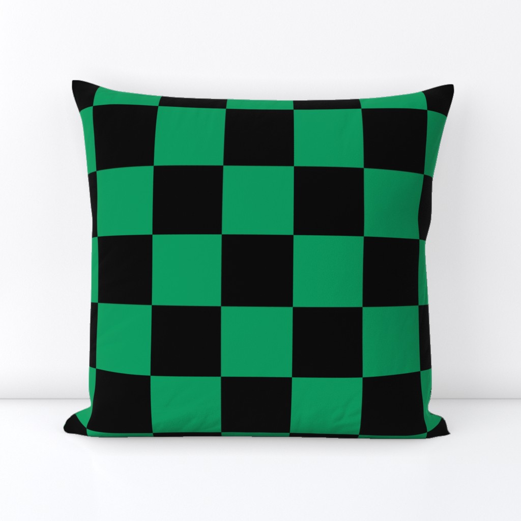 Three Inch Shamrock Green and Black Checkerboard Squares