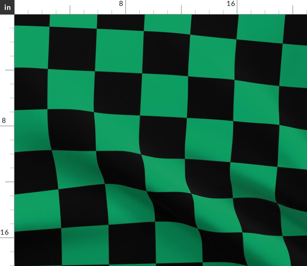 Three Inch Shamrock Green and Black Checkerboard Squares