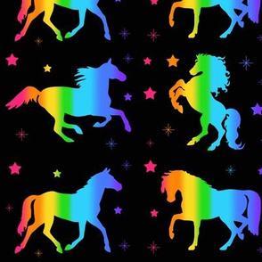 Rainbow Wild Horse Neon Blacklight Glow 