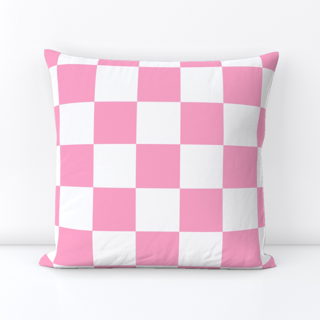 Three Inch Carnation Pink and White Checkerboard Squares