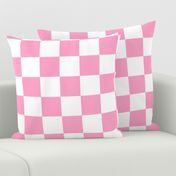 Three Inch Carnation Pink and White Checkerboard Squares