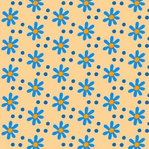 Fall for Cats -blue flowers & dots