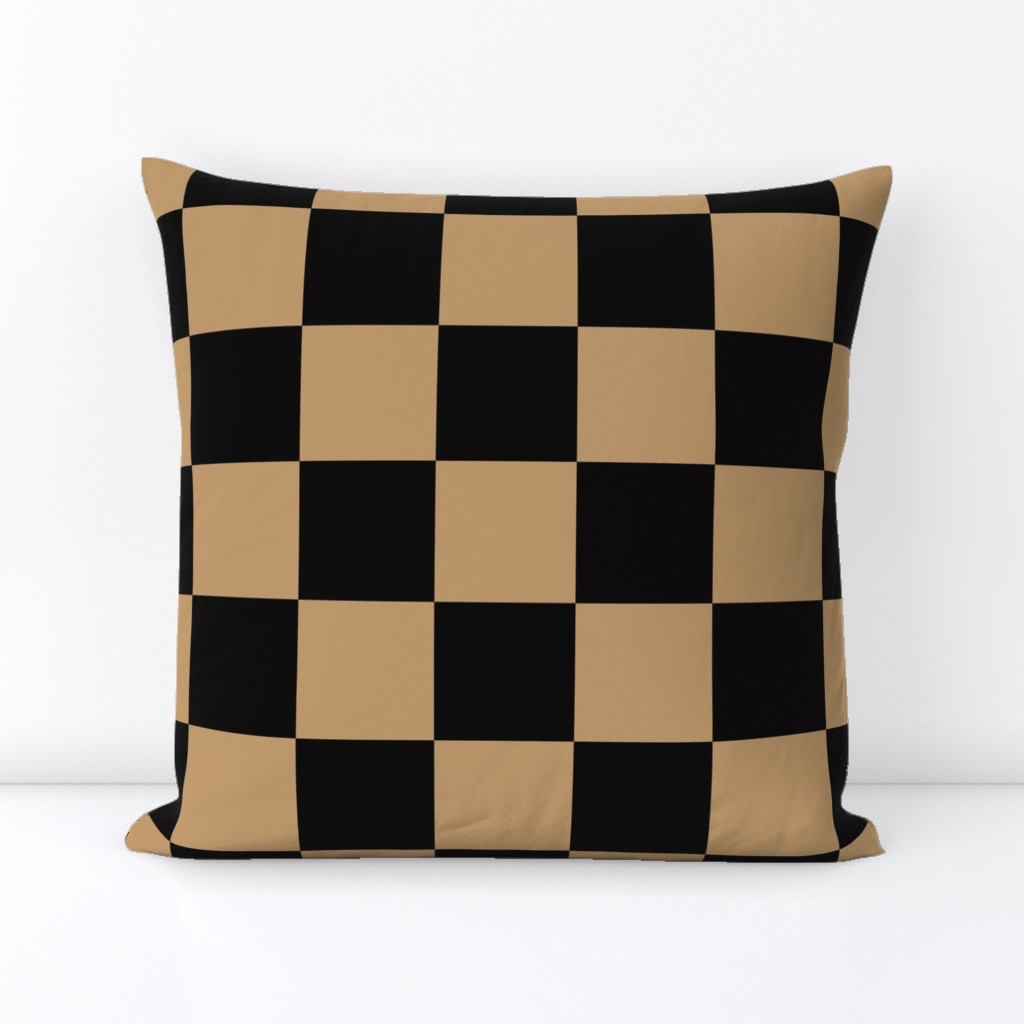 Three Inch Camel Brown and Black Checkerboard Squares