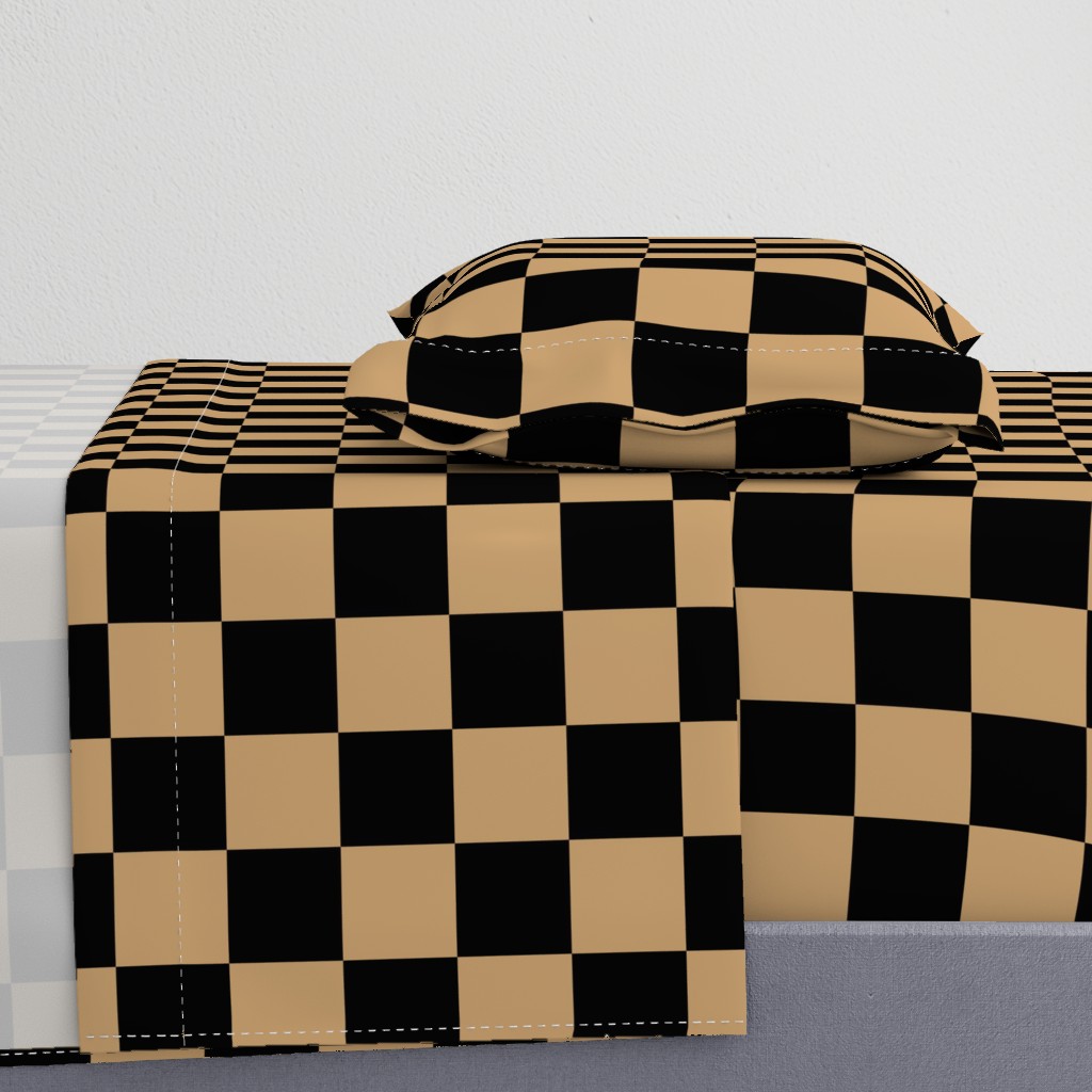 Three Inch Camel Brown and Black Checkerboard Squares