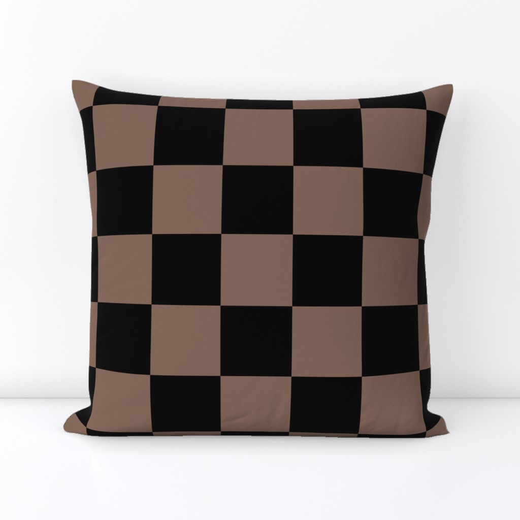 Three Inch Taupe Brown and Black Checkerboard Squares
