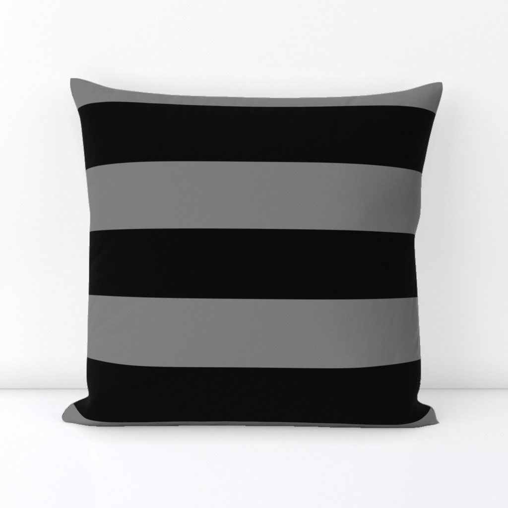 Three Inch Medium Gray and Black Horizontal Stripes