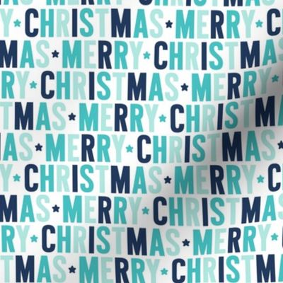 merry christmas navy + teal UPPERcase