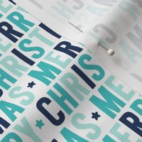 merry christmas navy + teal UPPERcase