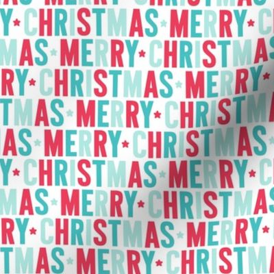 merry christmas red + teal UPPERcase