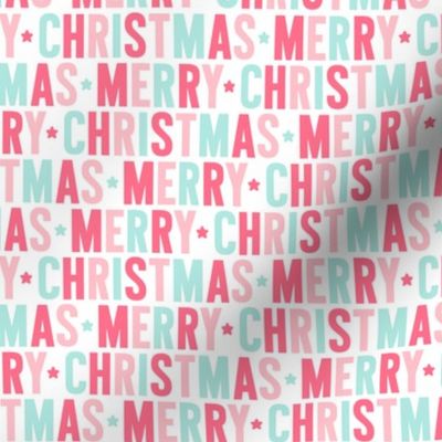 merry christmas pink + teal UPPERcase