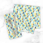 you are my sunshine navy + teal + yellow UPPERcase