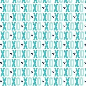 xoxo teal + navy hearts UPPERcase