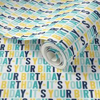 it's your birthday navy + teal + yellow UPPERcase