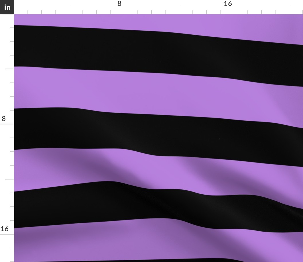 Three Inch Lavender Purple and Black Horizontal Stripes