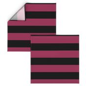 Three Inch Sangria Pink and Black Horizontal Stripes