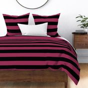 Three Inch Sangria Pink and Black Horizontal Stripes