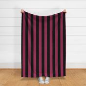 Three Inch Sangria Pink and Black Vertical Stripes