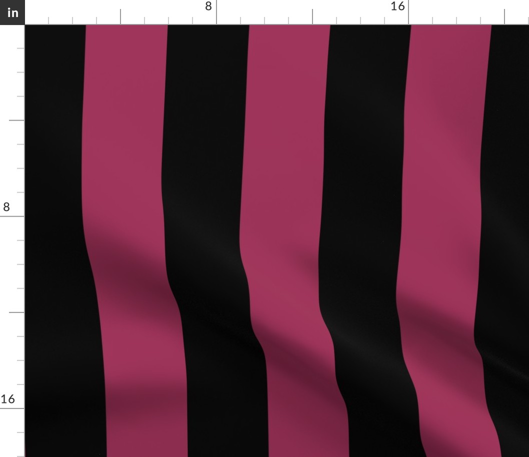 Three Inch Sangria Pink and Black Vertical Stripes