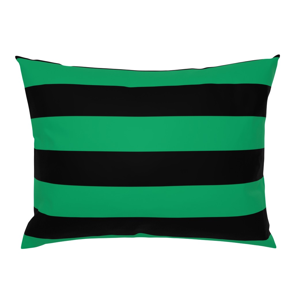 Three Inch Shamrock Green and Black Horizontal Stripes