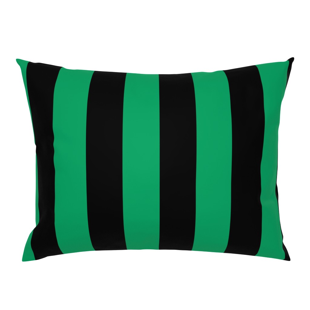 Three Inch Shamrock Green and Black Vertical Stripes