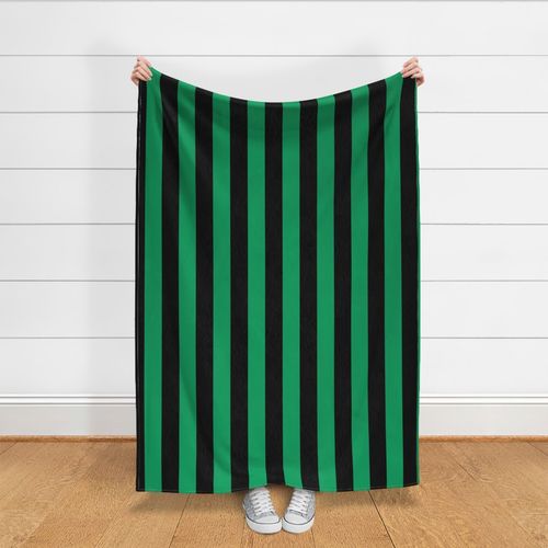 Three Inch Shamrock Green and Black Vertical Stripes