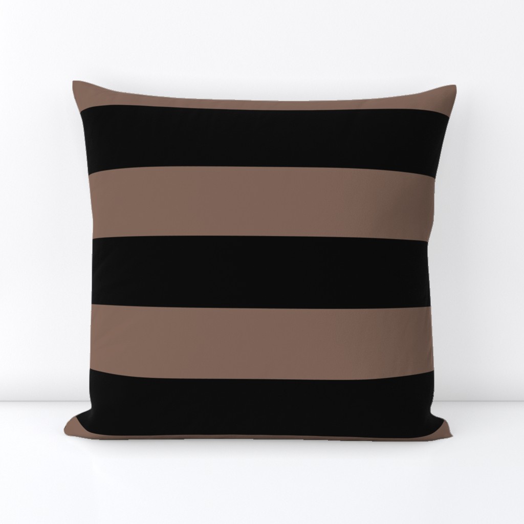 Three Inch Taupe Brown and Black Horizontal Stripes