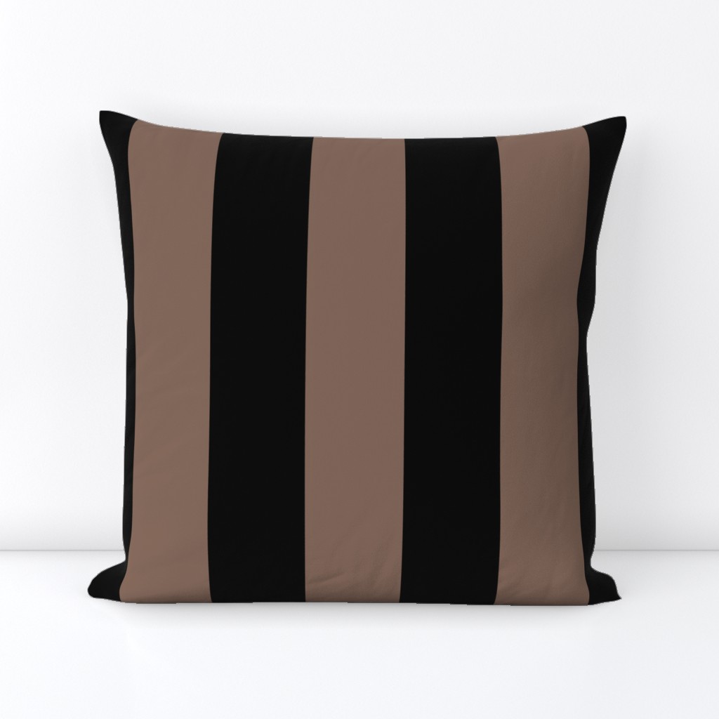 Three Inch Taupe Brown and Black Vertical Stripes