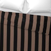 Three Inch Taupe Brown and Black Vertical Stripes