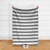 Three Inch Medium Gray and White Horizontal Stripes