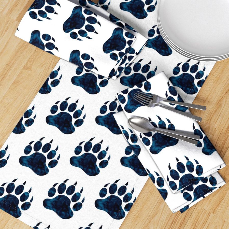 5” Bear Paw - Navy watercolor on white