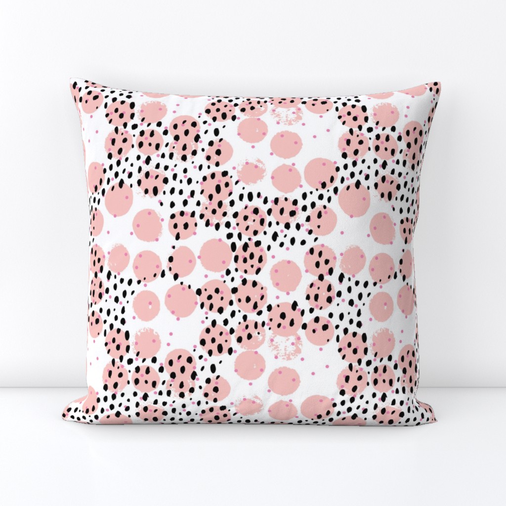 Abstract rain raw brush spots and dots cool trendy pastel print LA style pink