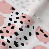 Abstract rain raw brush spots and dots cool trendy pastel print LA style pink