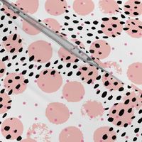 Abstract rain raw brush spots and dots cool trendy pastel print LA style pink