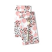 Abstract rain raw brush spots and dots cool trendy pastel print LA style pink