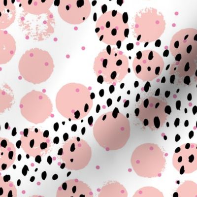 Abstract rain raw brush spots and dots cool trendy pastel print LA style pink