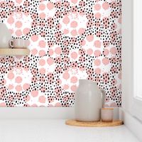 Abstract rain raw brush spots and dots cool trendy pastel print LA style pink