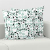 Abstract rain raw brush spots and dots cool trendy pastel print LA style mint