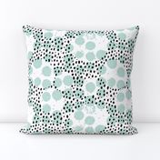 Abstract rain raw brush spots and dots cool trendy pastel print LA style mint